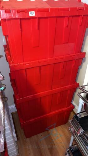 4 Red Storage Bins