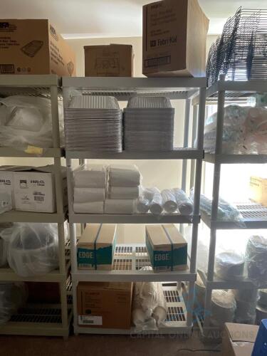 Plastic Shelving Unit and Contents