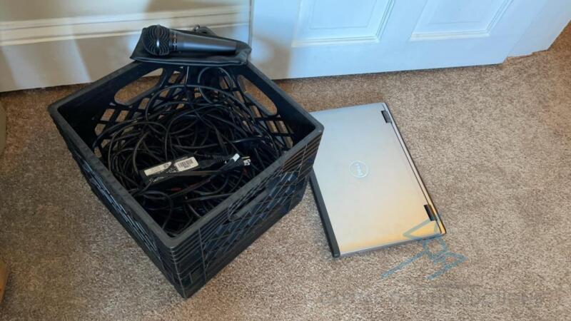 Dell Laptop, Shure Microphone, and Various A/V Cords