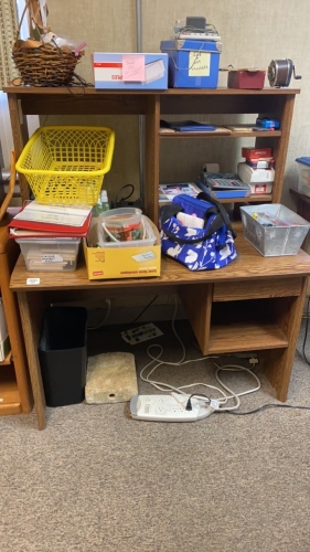 Wooden Desk with Shelving