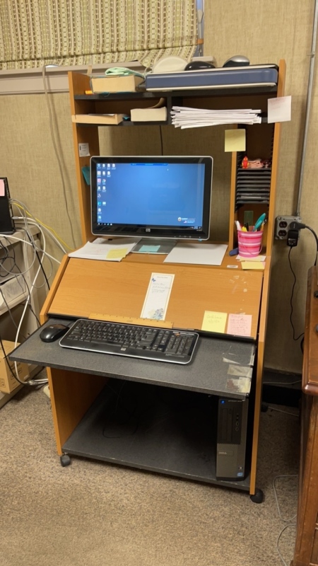 Wooden Computer Station on wheels