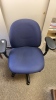 (2) Office Chairs - 1 Navy Blue Rolling Chair and 1 wooden chair - 2