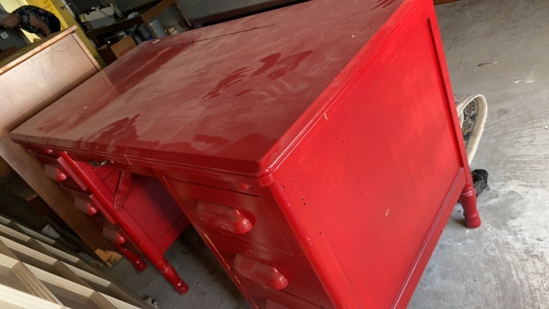 Red Sewing Table