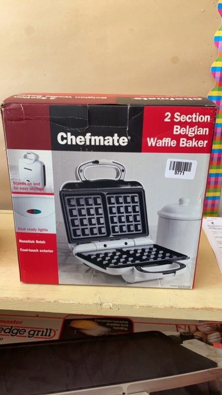 Chefmate 2 Section Belgian Waffle Baker