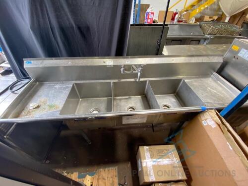 90 inch 3 Compartment Sink with Drainboards