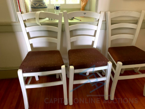 4 White Chairs with upholstered seats