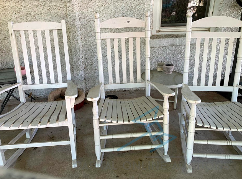 3 White Wooden Rockers