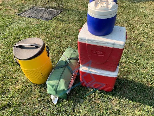 Tent, Coolers, Water Cooler