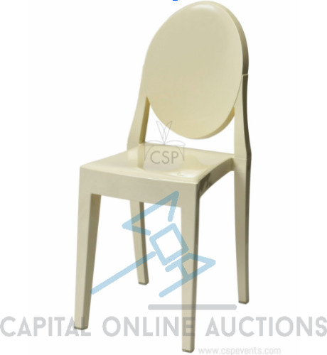 (80) New Stackable Polycarbonate Kage Chair - Side Chair - No Arms - Creamy White