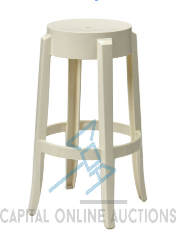 (80) New Stackable Polycarbonate 30" Kage Backless Stool-Creamy white