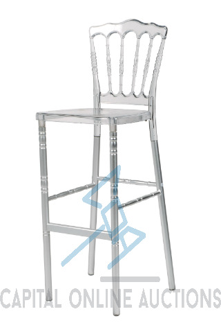 (32) New Napoleon Polycarbonate barstool- clear (unassembled)