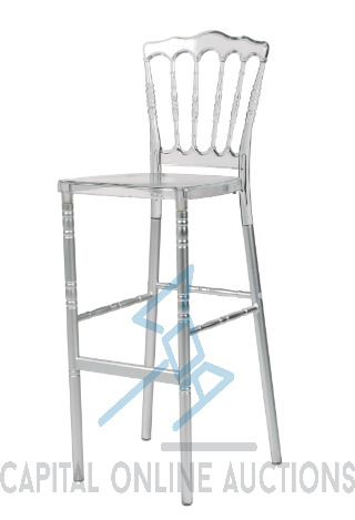 (80) New Napoleon Polycarbonate barstool- clear (unassembled)