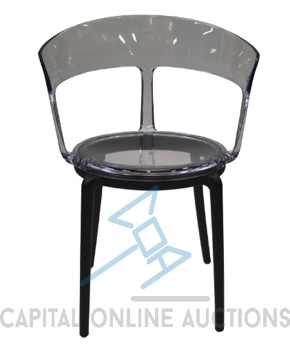 (45) New Natalia Polycarbonate top /PP Bottom Dinning Chair -Smoke top / Black Bottom