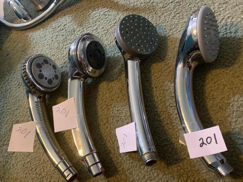 4 Assorted Hand Held Shower Heads - Chrome