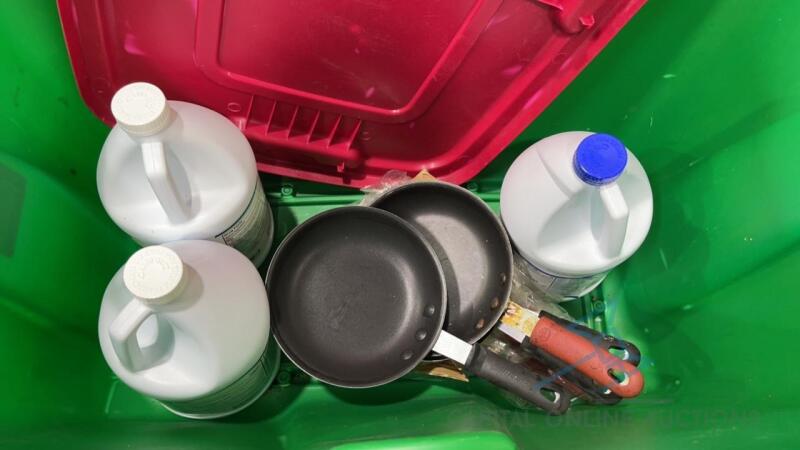 Misc. Lot of Bleach, Gel Sanitizer and Frying Pans