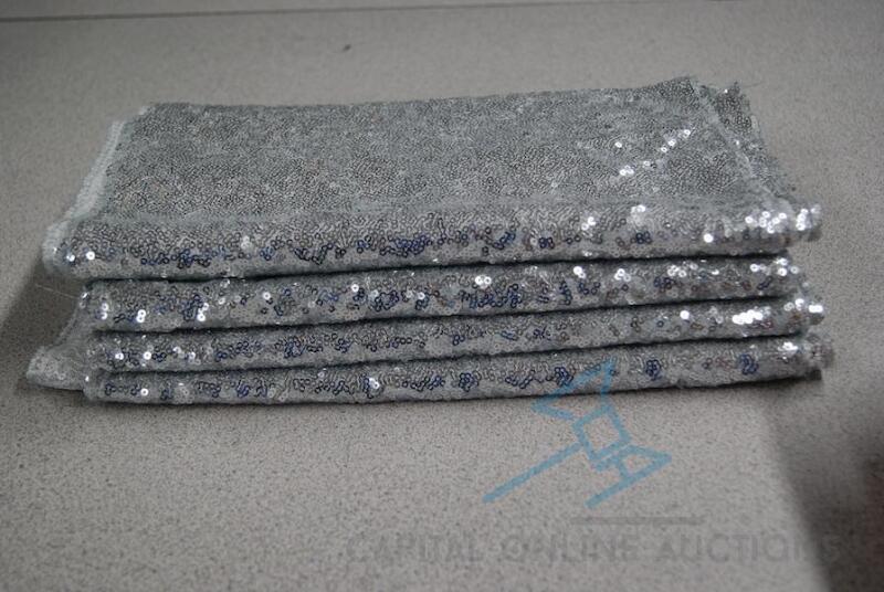 (4) Silver Sequin Table Runners