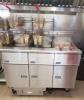 3 bay fryer Pitco Frialator model SG50 Built in filtration Natural gas Includes 6 baskets NOTE:  This item is located in Westminster, Maryland and mus