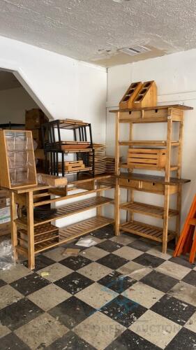 Wooden Shelving and Misc. Buffet & Items