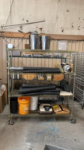 Wire Shelving Unit on Wheels with all contents included