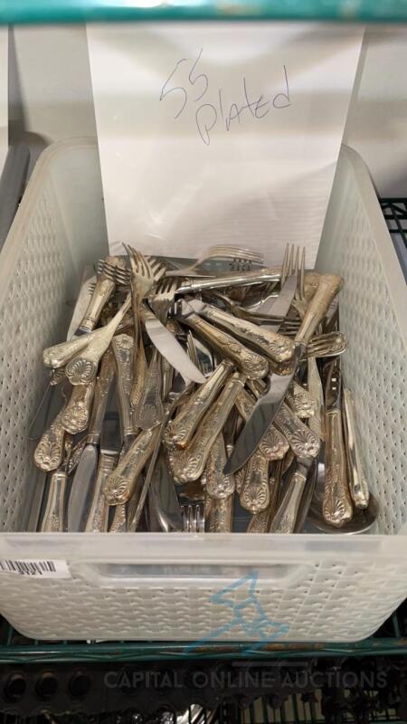 (55) Assorted Silver Plated Flatware