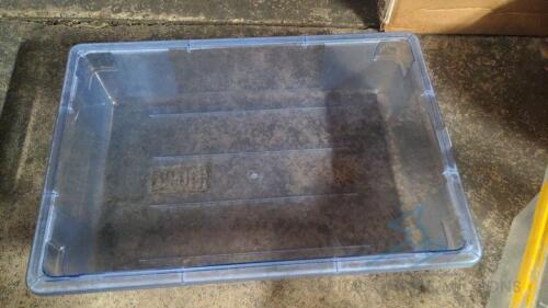(12) Cambro Clear Camwear Polycarbonate Food Storage Box 26" x 18 Assorted Depths with Lids