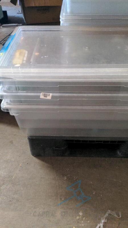 (3) Cambro Clear Camwear Polycarbonate Food Storage Box 26" x 18 Assorted Depths with Lids