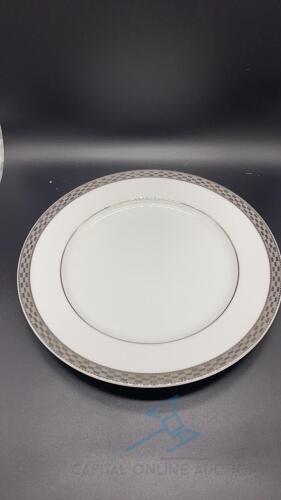 (75) 10" Silver Rimmed Plates